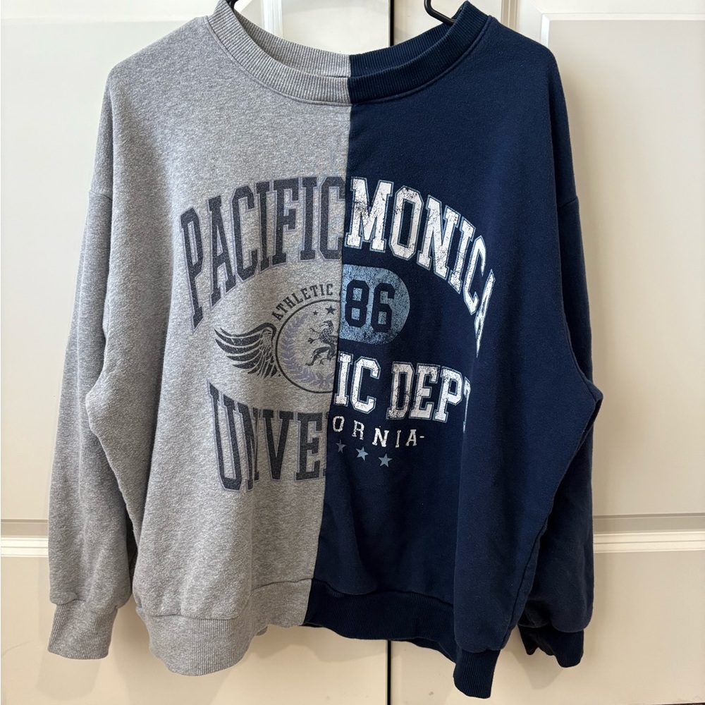 Women's Two-Tone Sweater - Gray and Blue